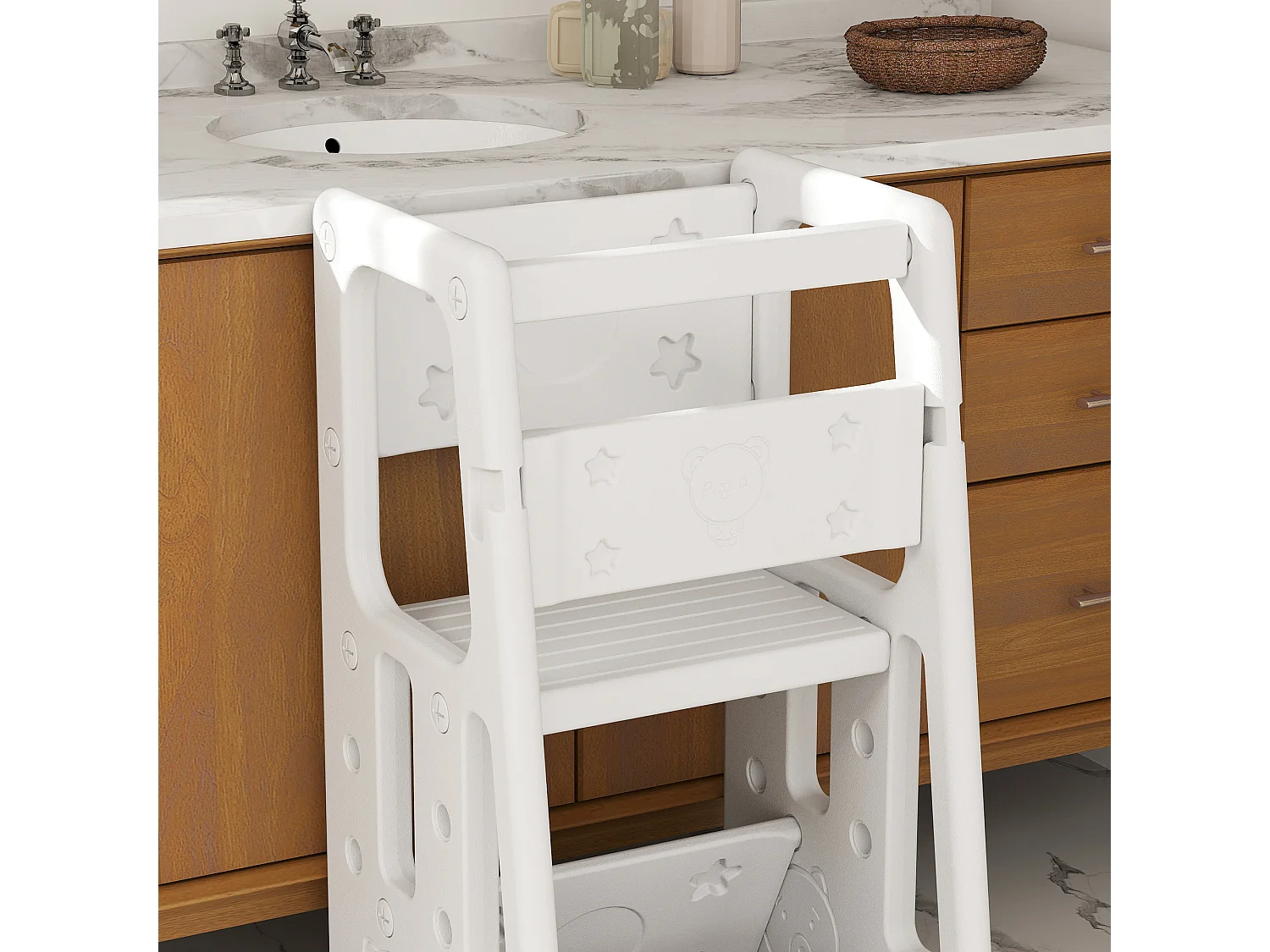 Scaletta per bambini a 3 altezze regolabili 47x47x90 cm bianco