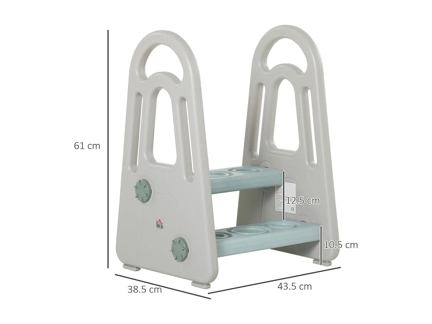 Sgabello per bambini 2-5 anni scaletta a 2 gradini blu e grigio