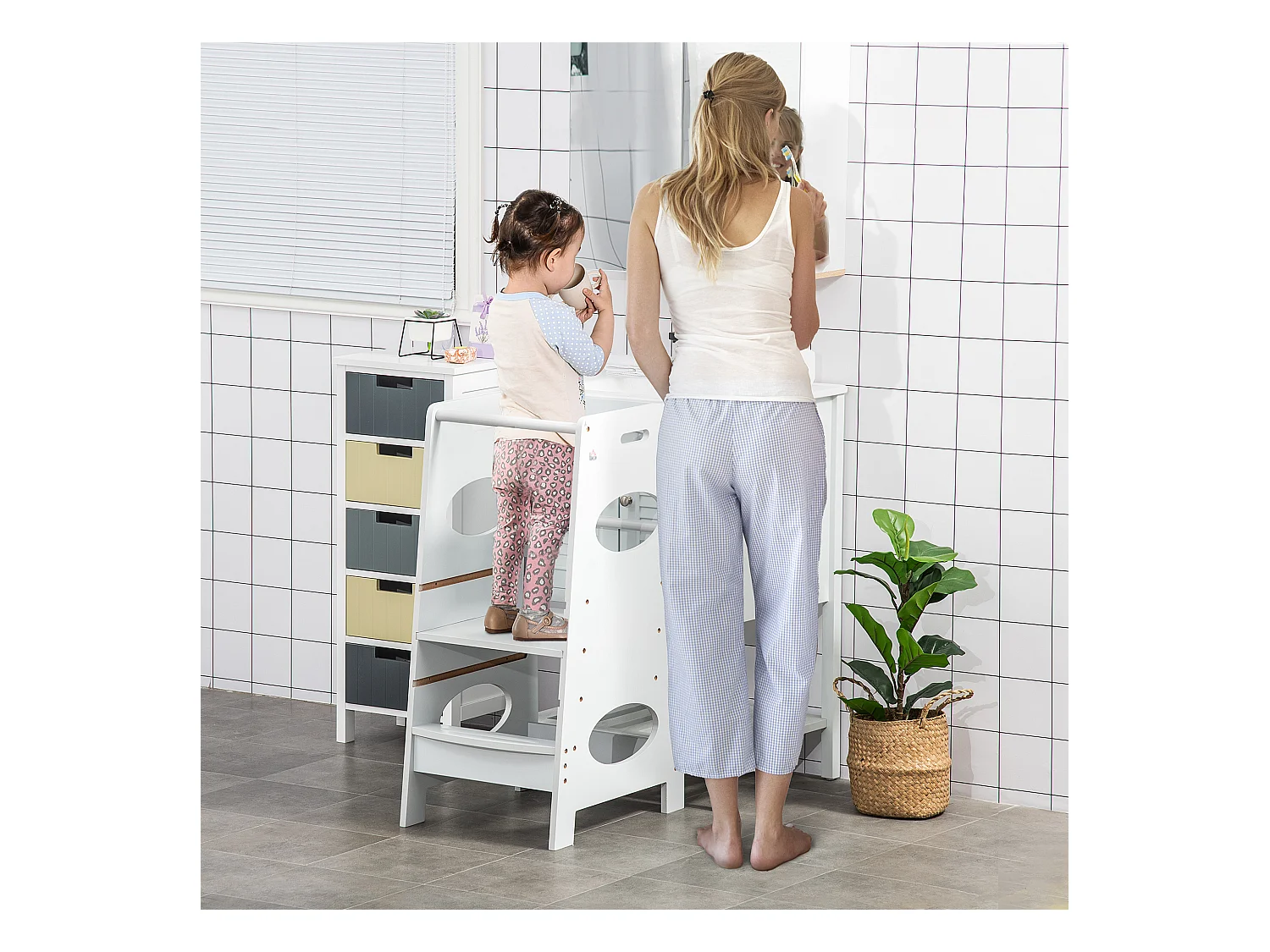 Torre montessoriana in legno learning tower altezza regolabile