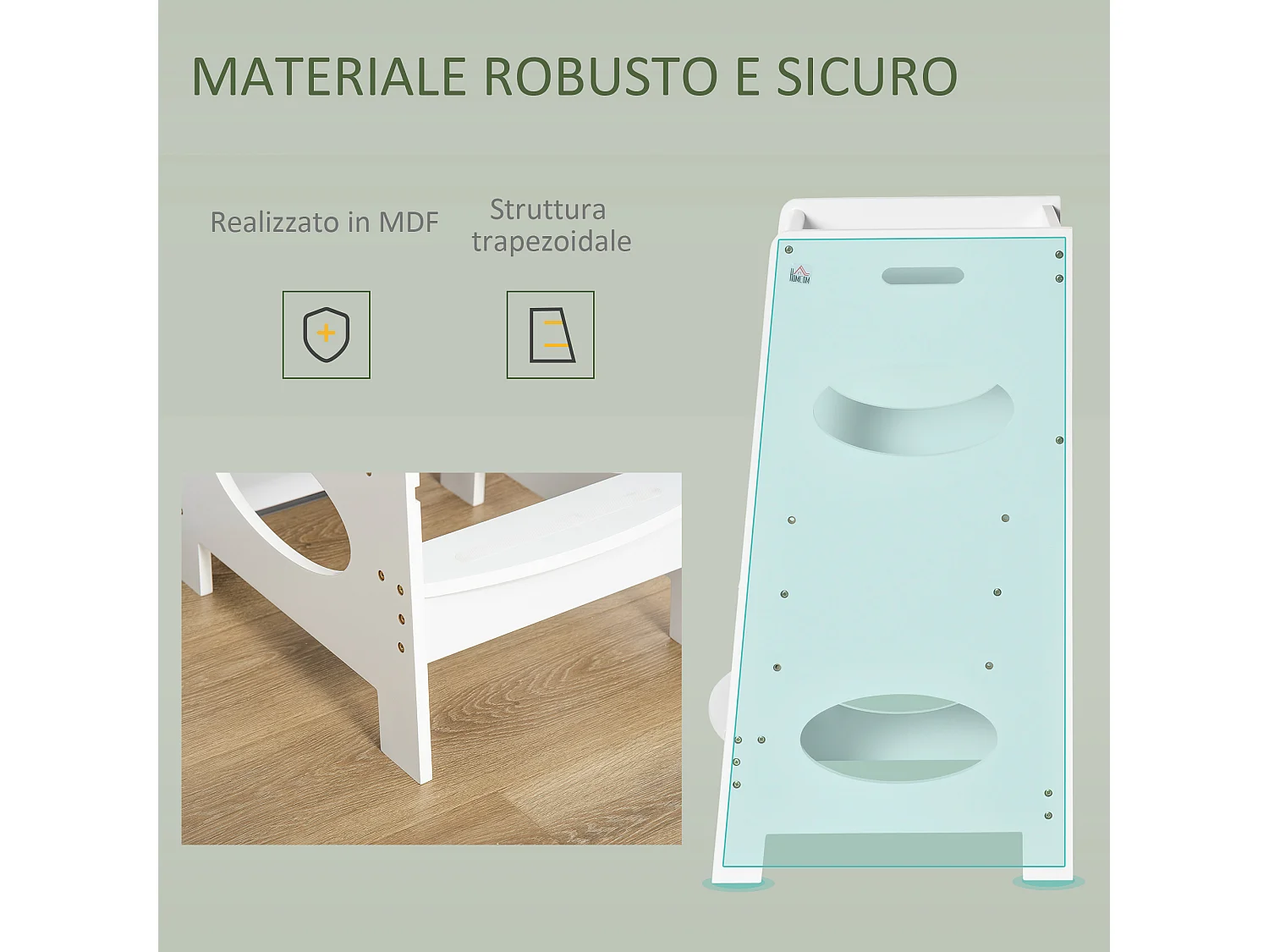 Torre montessoriana in legno learning tower altezza regolabile