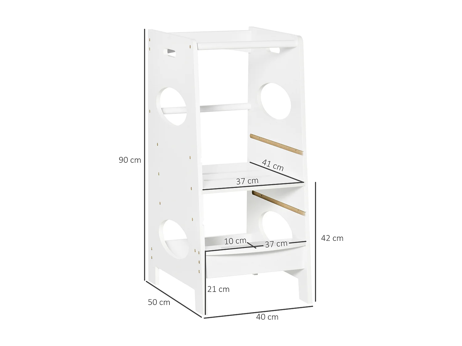 Torre montessoriana in legno learning tower altezza regolabile