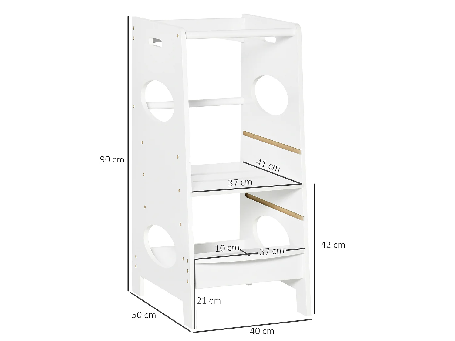 Torre montessoriana in legno learning tower altezza regolabile