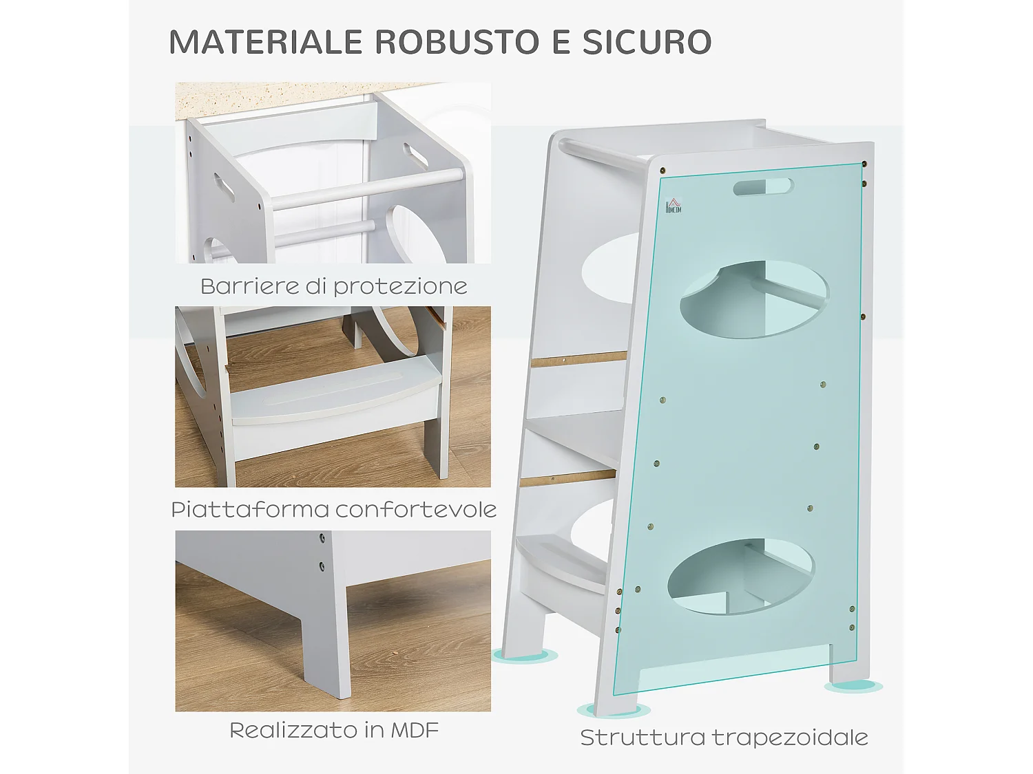 Torre montessoriana con altezza regolabile per bambini 3-6 anni grigio