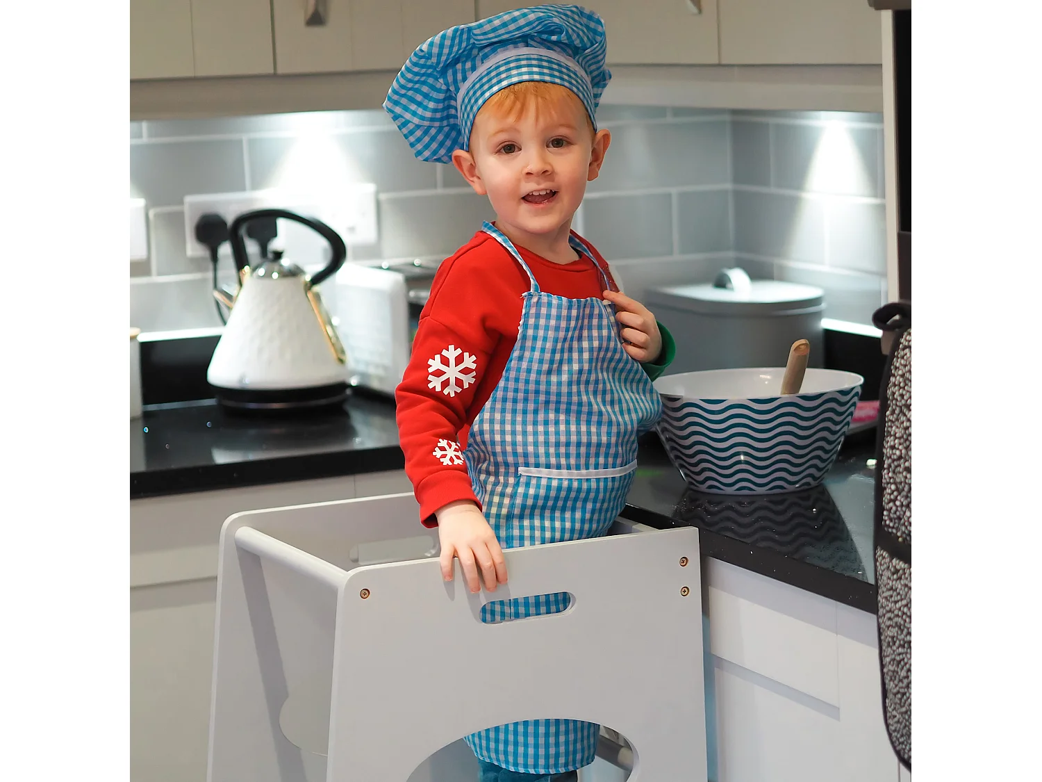 Torre montessoriana con altezza regolabile per bambini 3-6 anni grigio