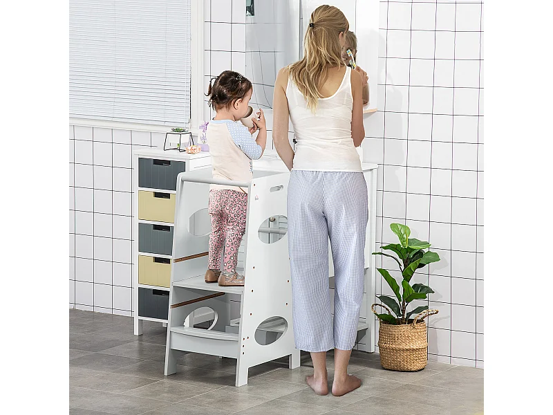 Torre montessoriana con altezza regolabile per bambini 3-6 anni grigio