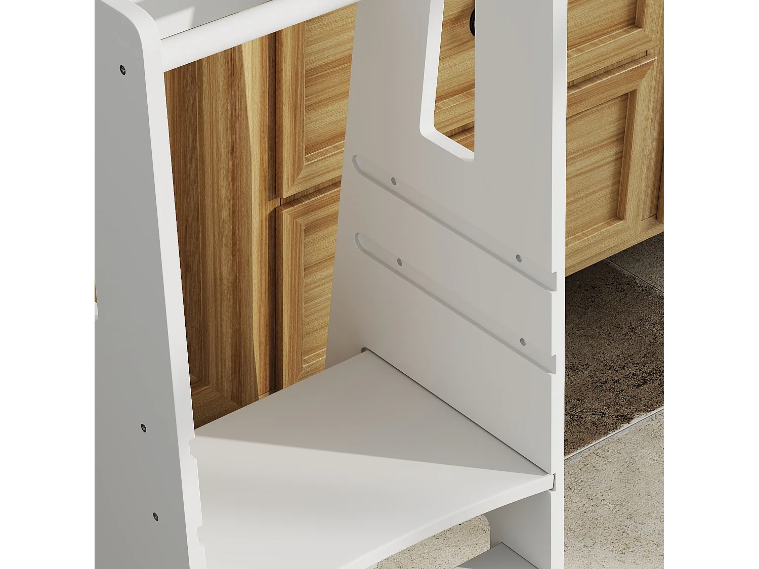 Scala montessori per bambini regolabile su 3 livelli in legno bianco