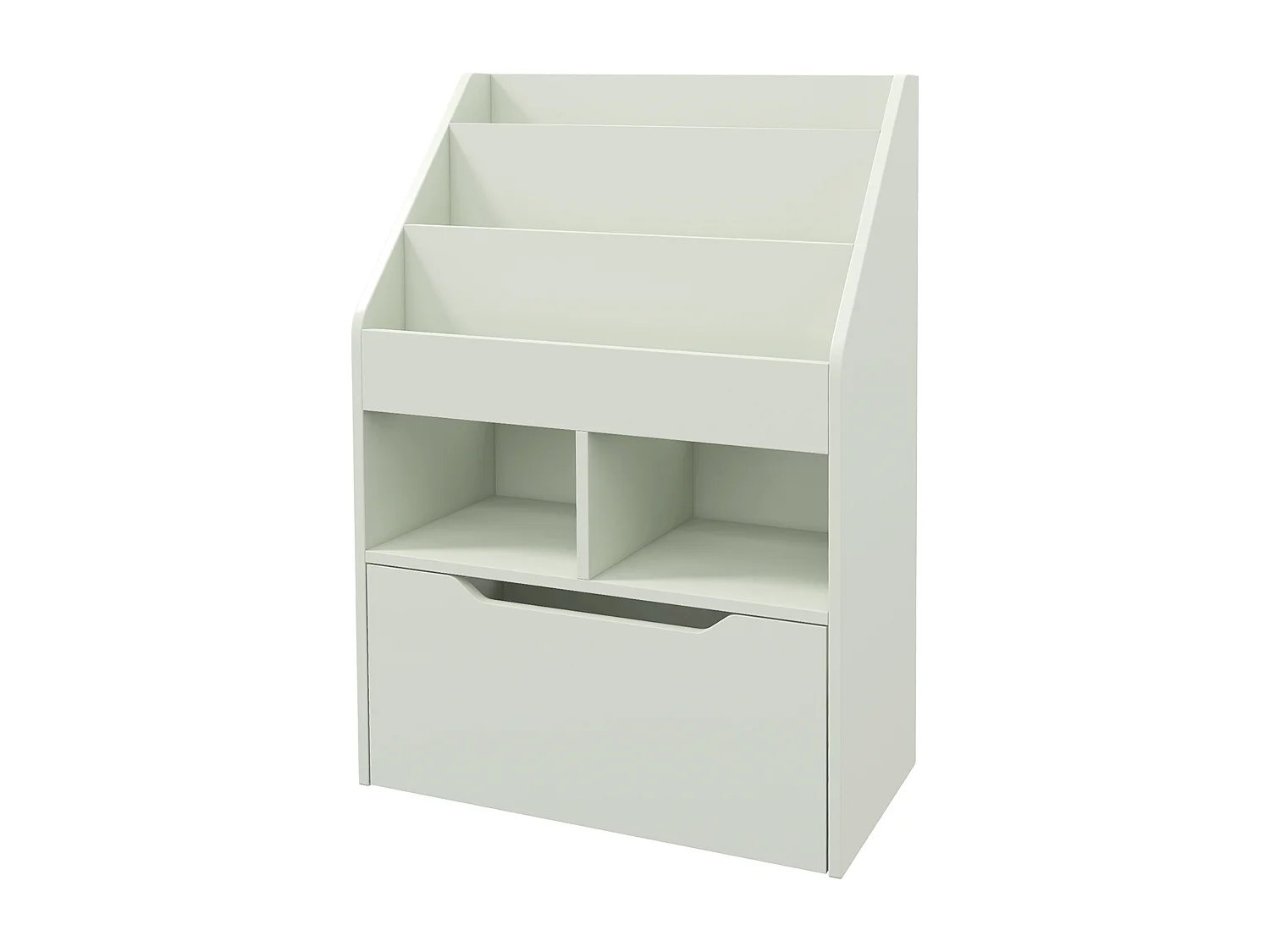 Piccola libreria per bambini con ripiani e cassetto in mdf verde