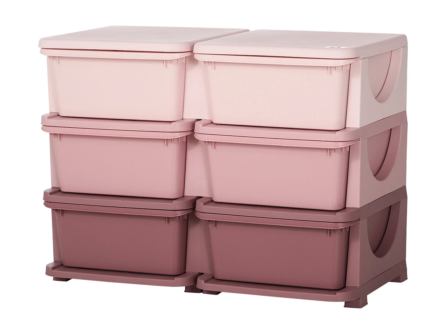 Cassettiera 6 cassetti per bambini con bordi arrotondati in pp rosa