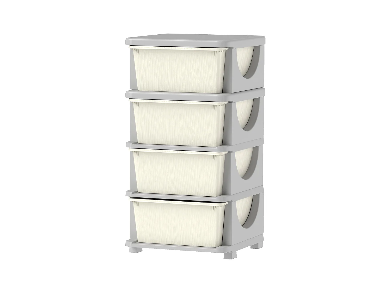 Cassettiera in plastica colorata 4 cassetti per bambini crema