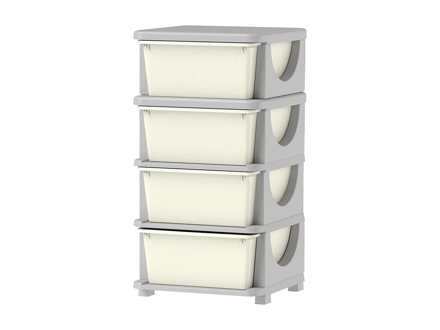 Cassettiera in plastica colorata 4 cassetti per bambini crema