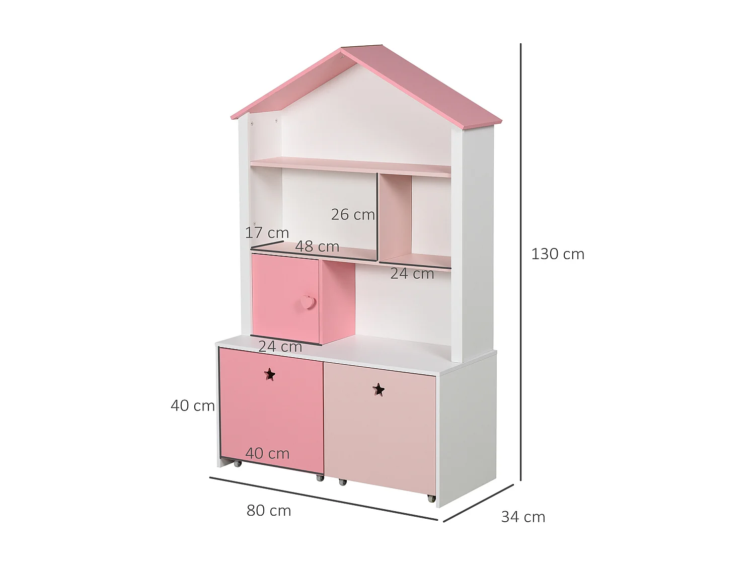 Libreria scaffale portagiochi per cameretta bambini mdf p2 rosa