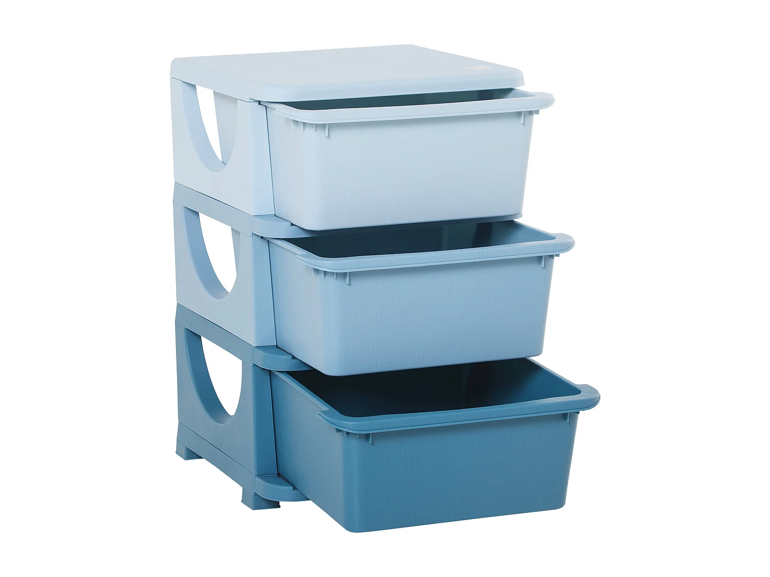 Cassettiera in plastica colorata 3 cassetti 37x37x56.5cm blu