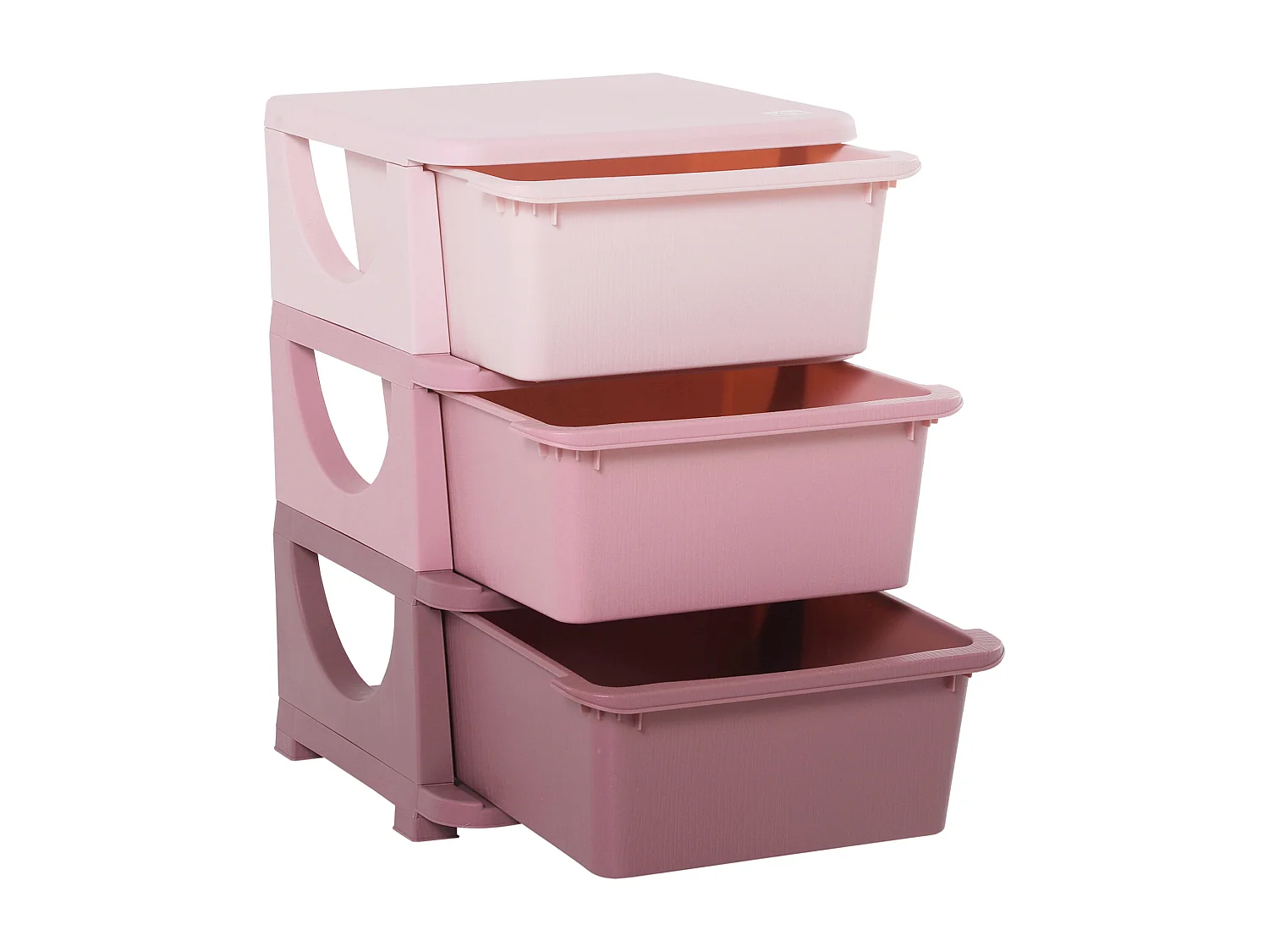 Cassettiera in plastica colorata 3 cassetti 37x37x56.5cm rosa