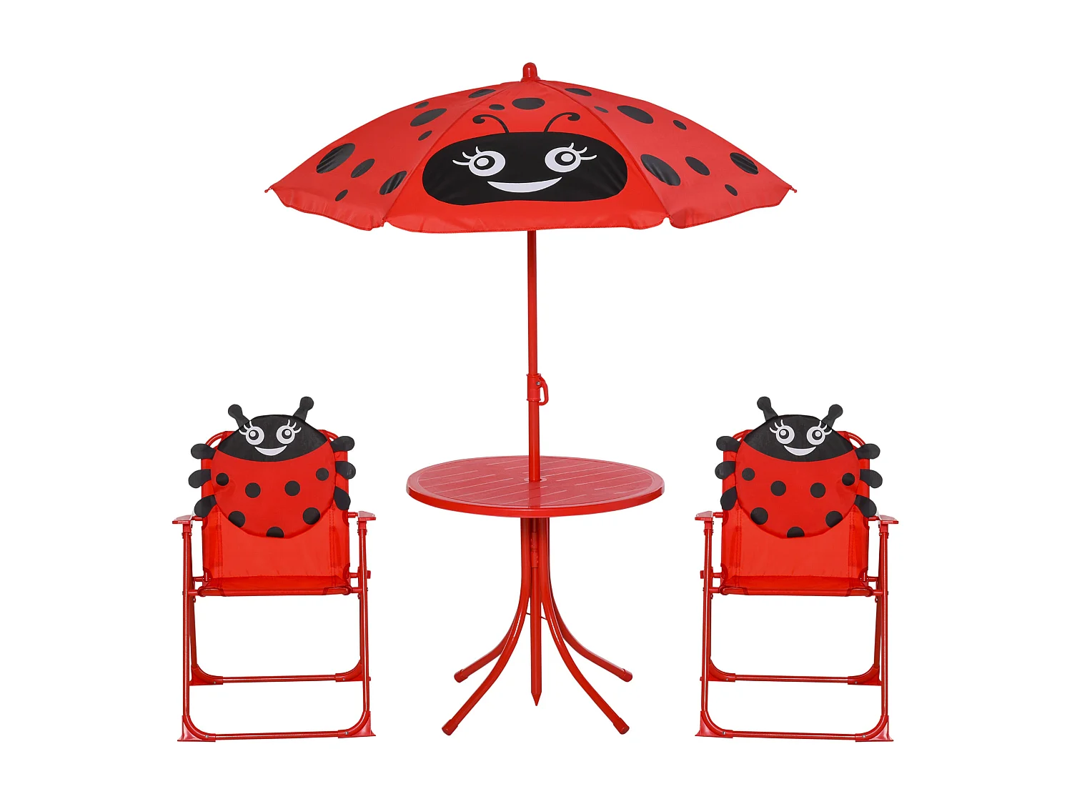 Set tavolo da giardino per bambini in metallo e poliestere rosso