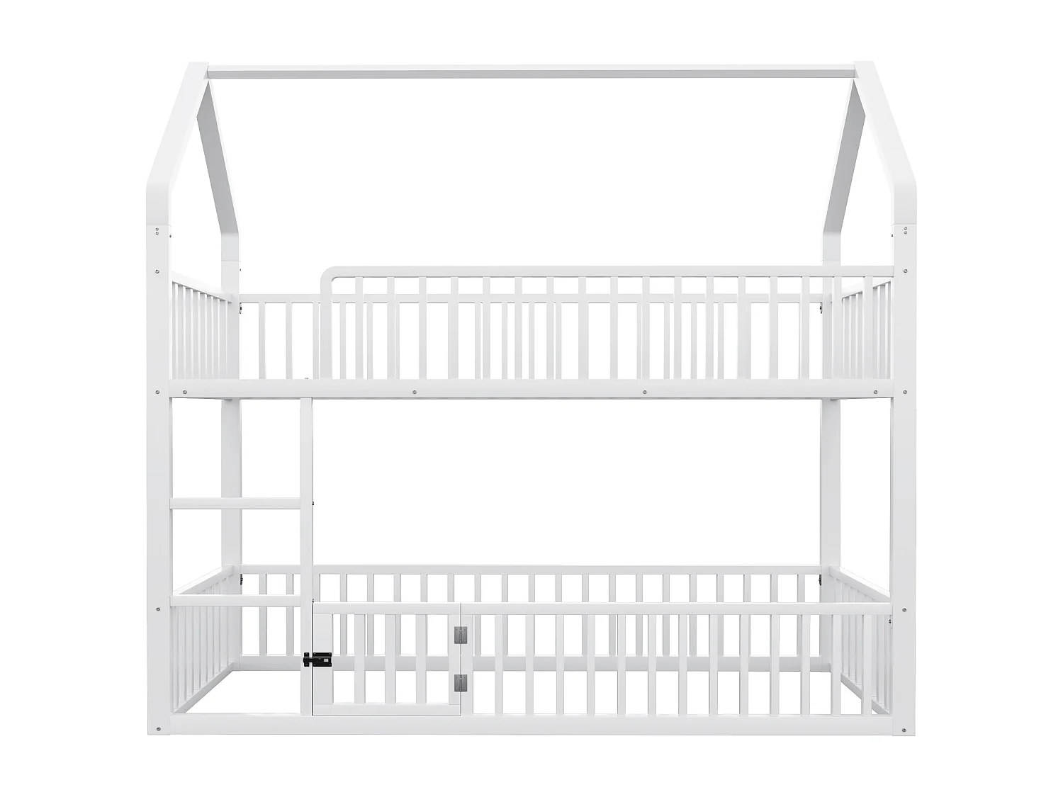 Kinderstapelbed van metaal - 2 x 90 x 200 cm - met trap + deur - wit