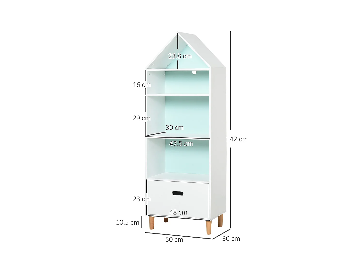 Libreria scaffale portagiochi per bimbi e ragazzi mdf bianca azzurra