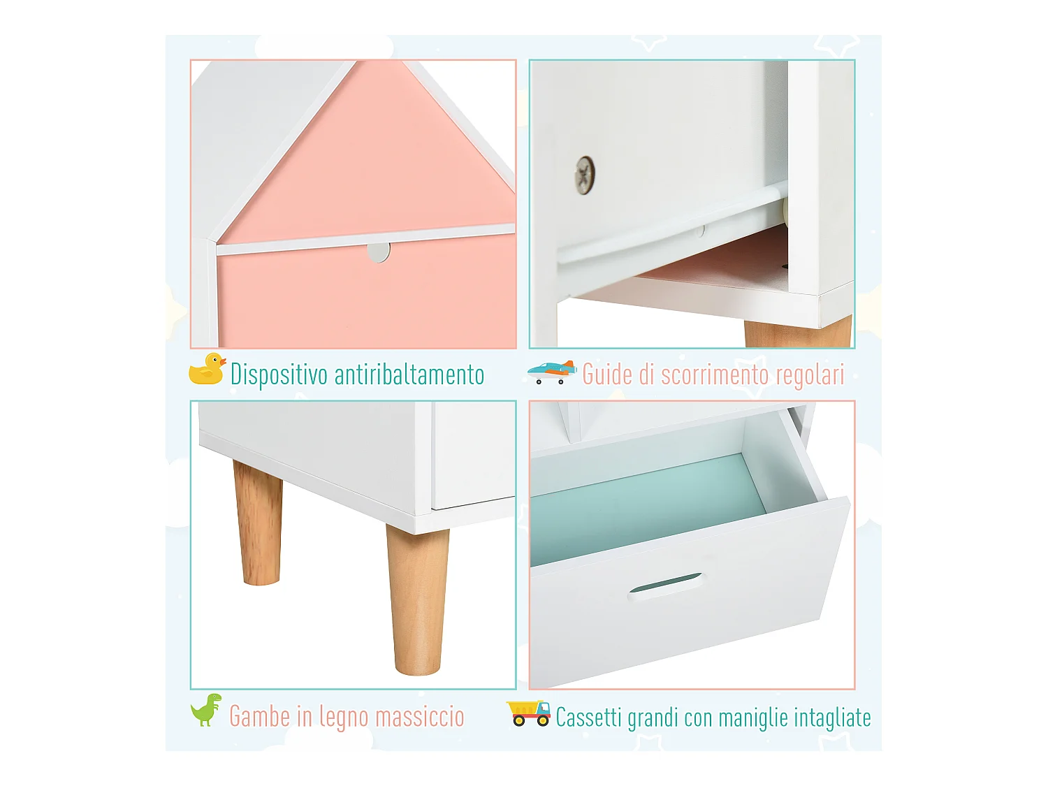 Libreria scaffale portagiochi per bimbi e ragazzi mdf bianca azzurra