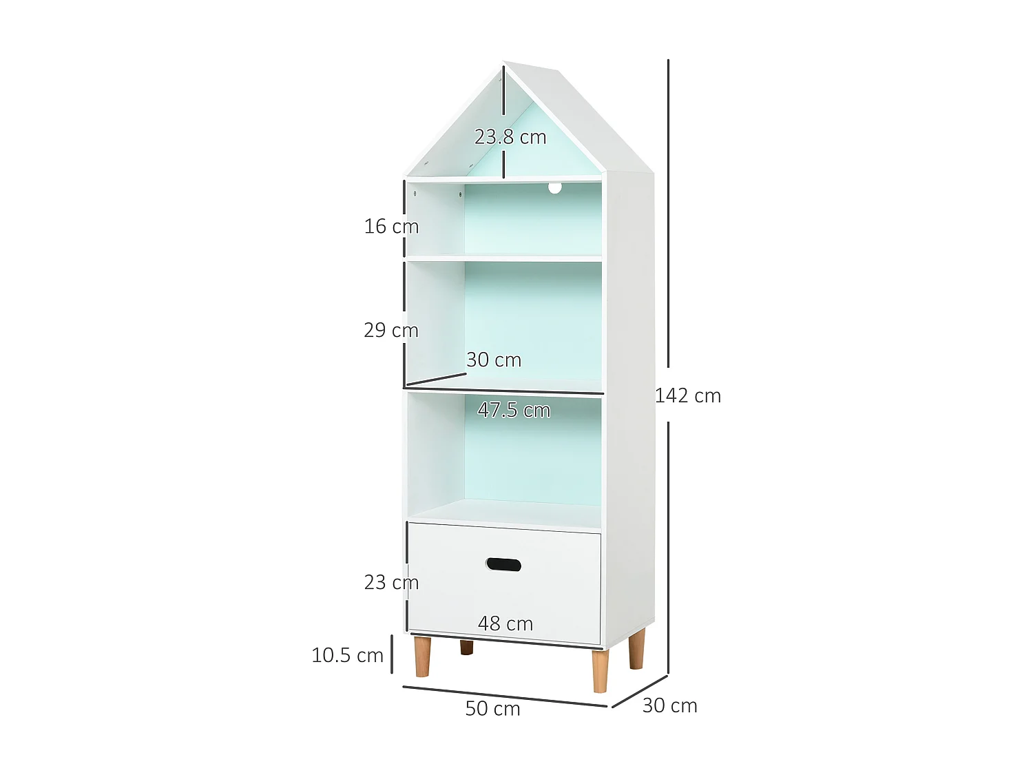 Libreria scaffale portagiochi per bimbi e ragazzi mdf bianca azzurra