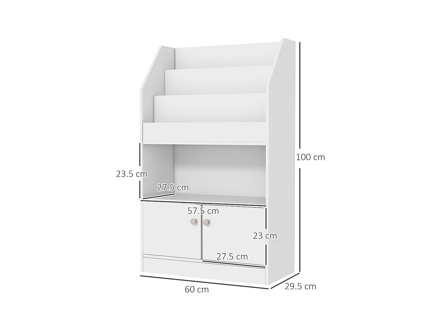 Scaffale portagiochi per bambini con armadietto legno bianco