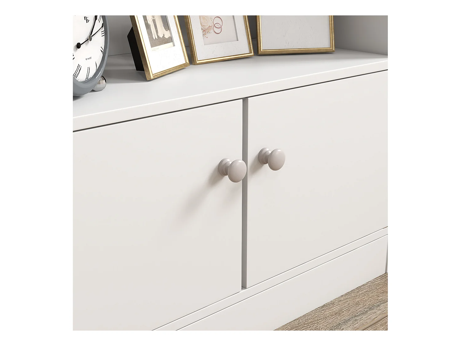 Scaffale portagiochi per bambini con armadietto legno bianco