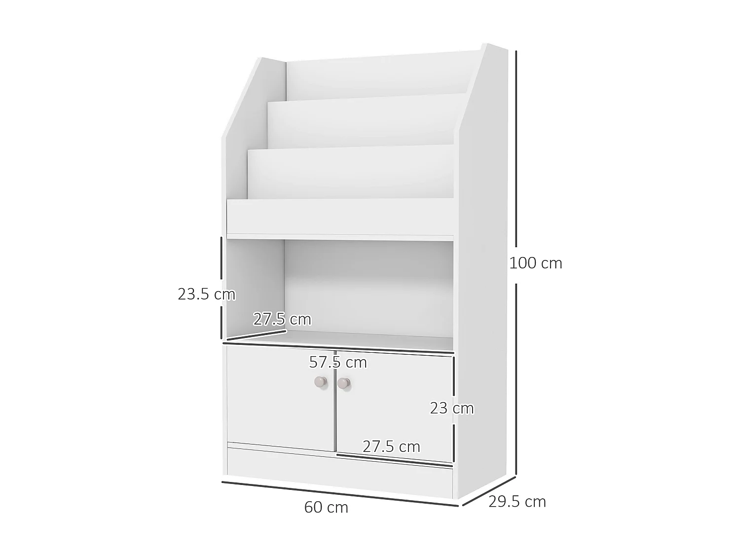 Scaffale portagiochi per bambini con armadietto legno bianco