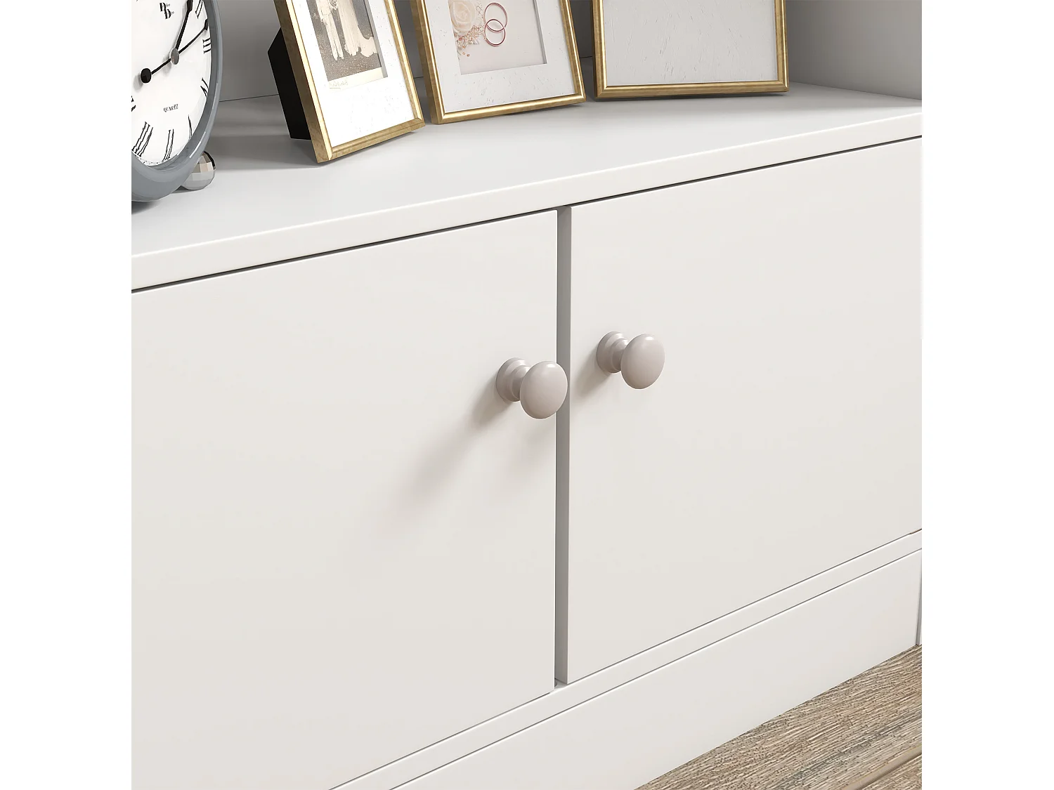 Scaffale portagiochi per bambini con armadietto legno bianco