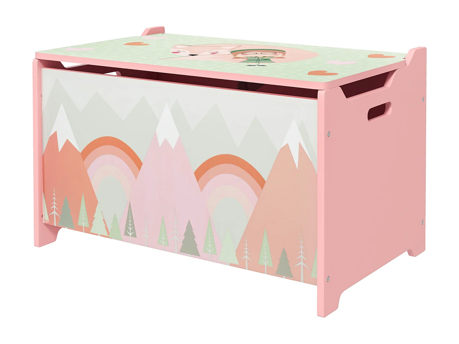 Baule cassapanca portagiochi per bambini in mdf rosa