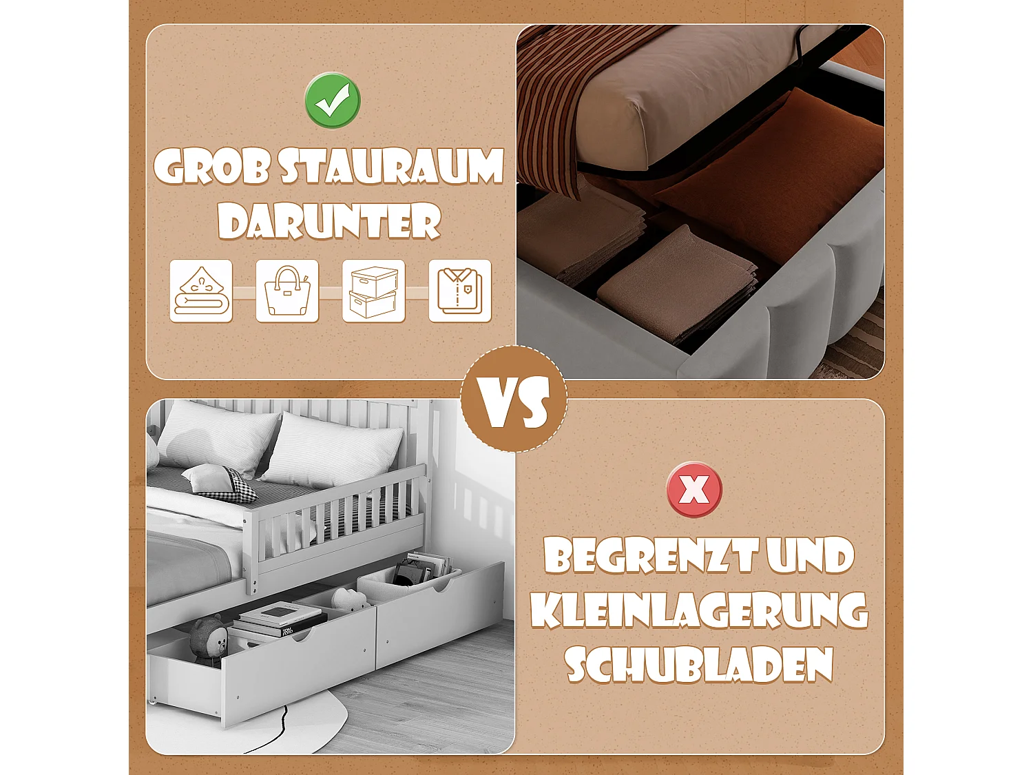 Gestoffeerd opbergbed - 90 x 200 cm - met hydraulische opberging + verstelbaar hoofdeinde - fluweel - grijs