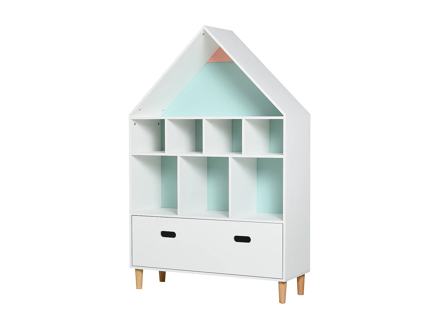 Libreria scaffale portagiochi per bimbi e ragazzi mdf azzurra rosa