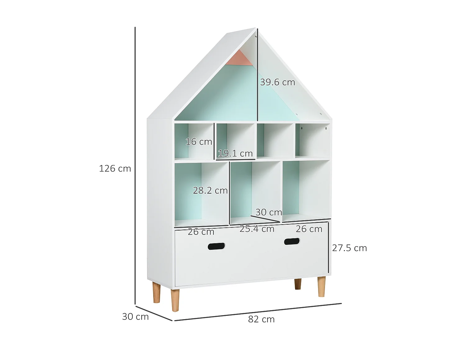 Libreria scaffale portagiochi per bimbi e ragazzi mdf azzurra rosa