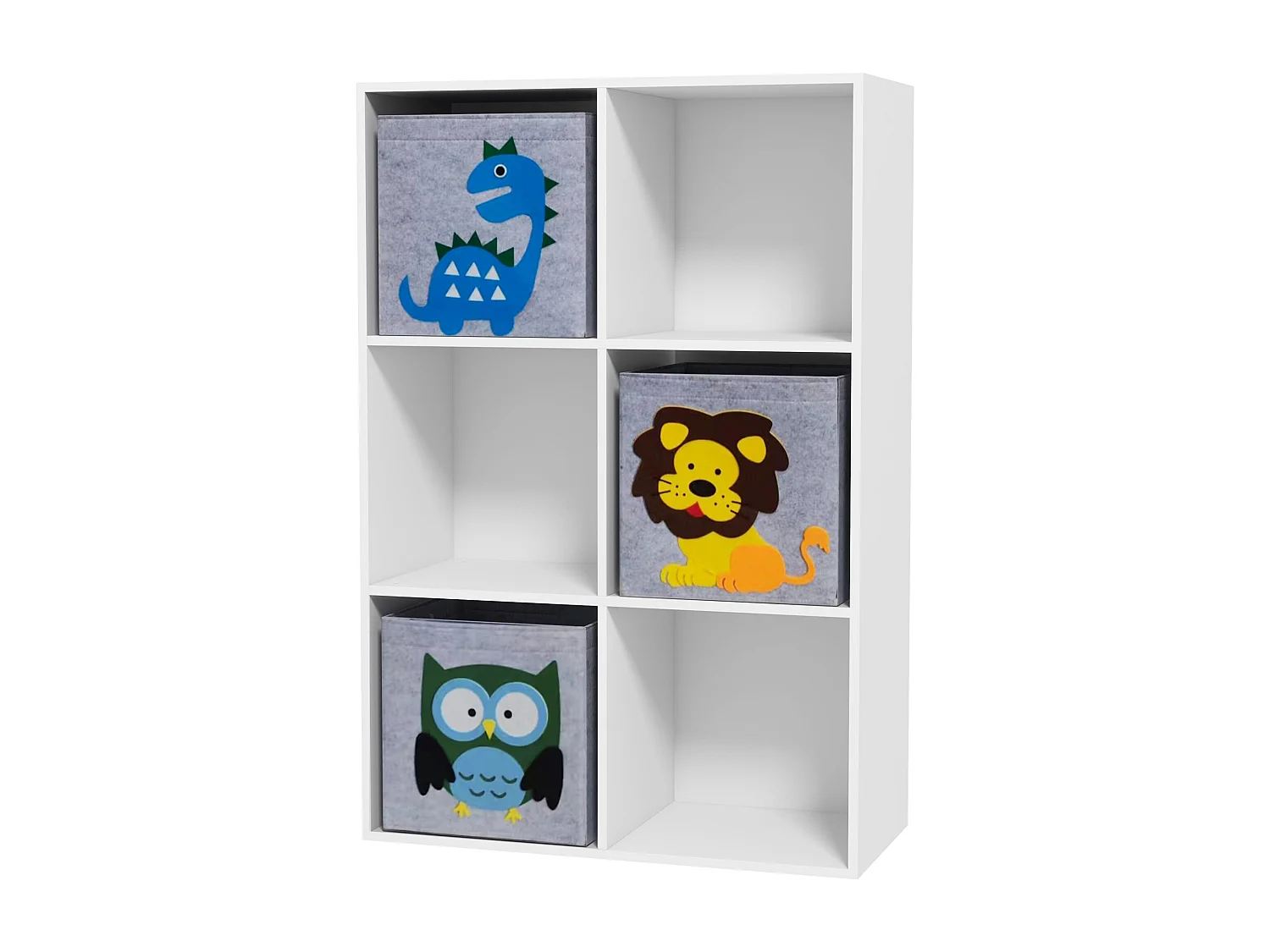 Scaffale portagiochi per bambini a 6 cubi grigio e bianco