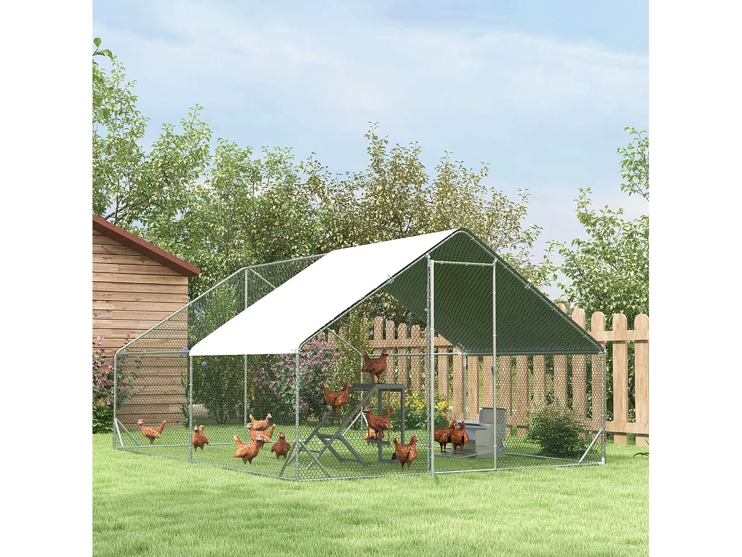Pollaio per galline da giardino con telaio zincato 3x4x2m impermeabile