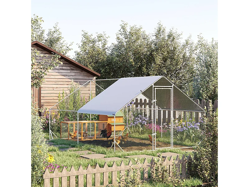 Pollaio per galline da giardino con telaio zincato 3x4x2m impermeabile