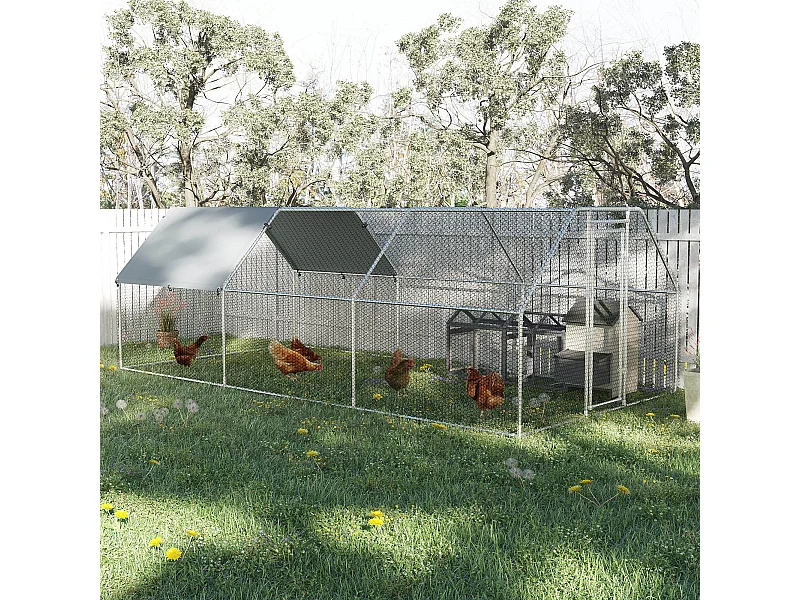 Gabbia recinto per galline in metallo porta con blocco e copertura oxford