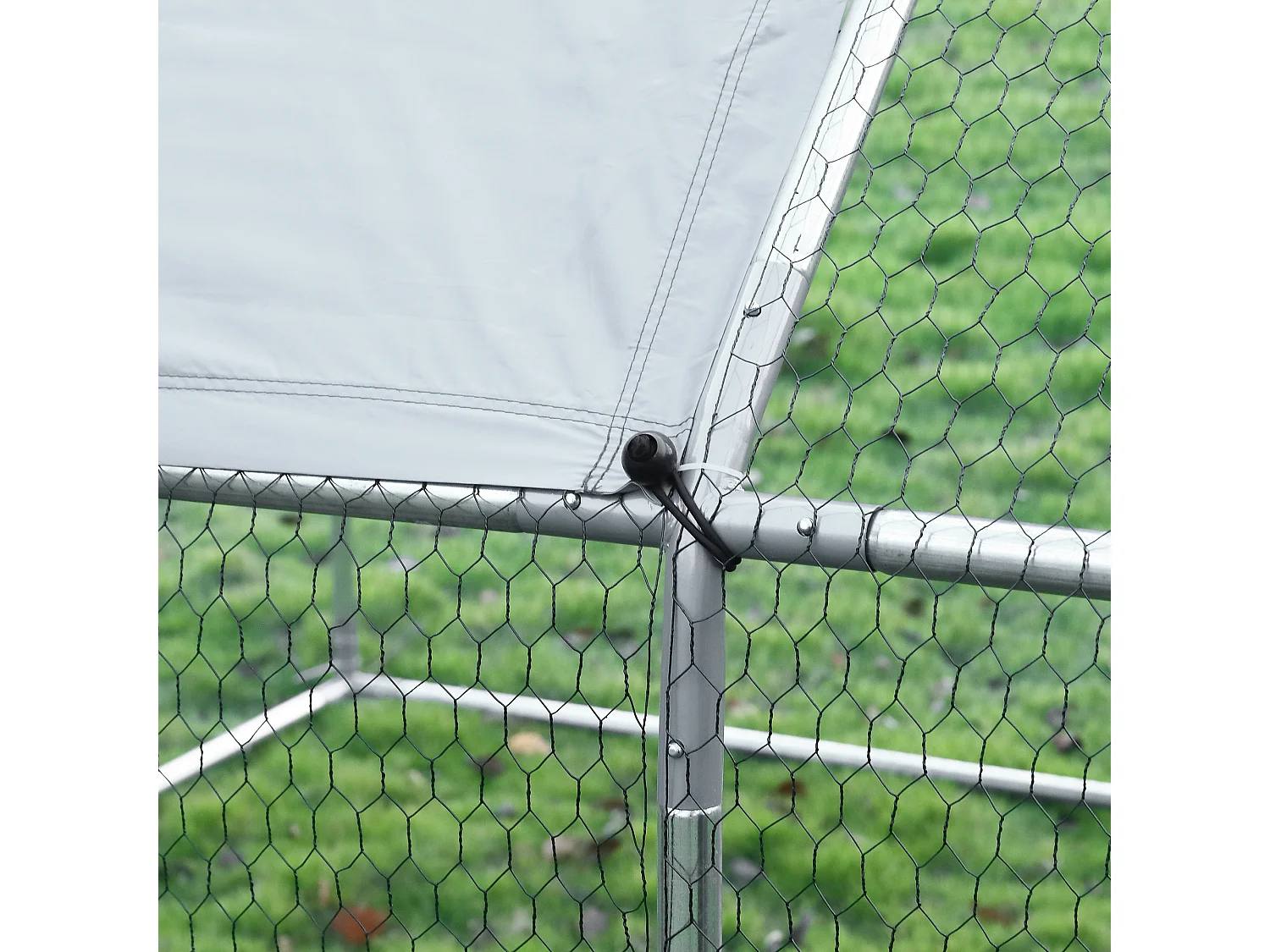 Gabbia recinto per galline in metallo porta con blocco e copertura oxford