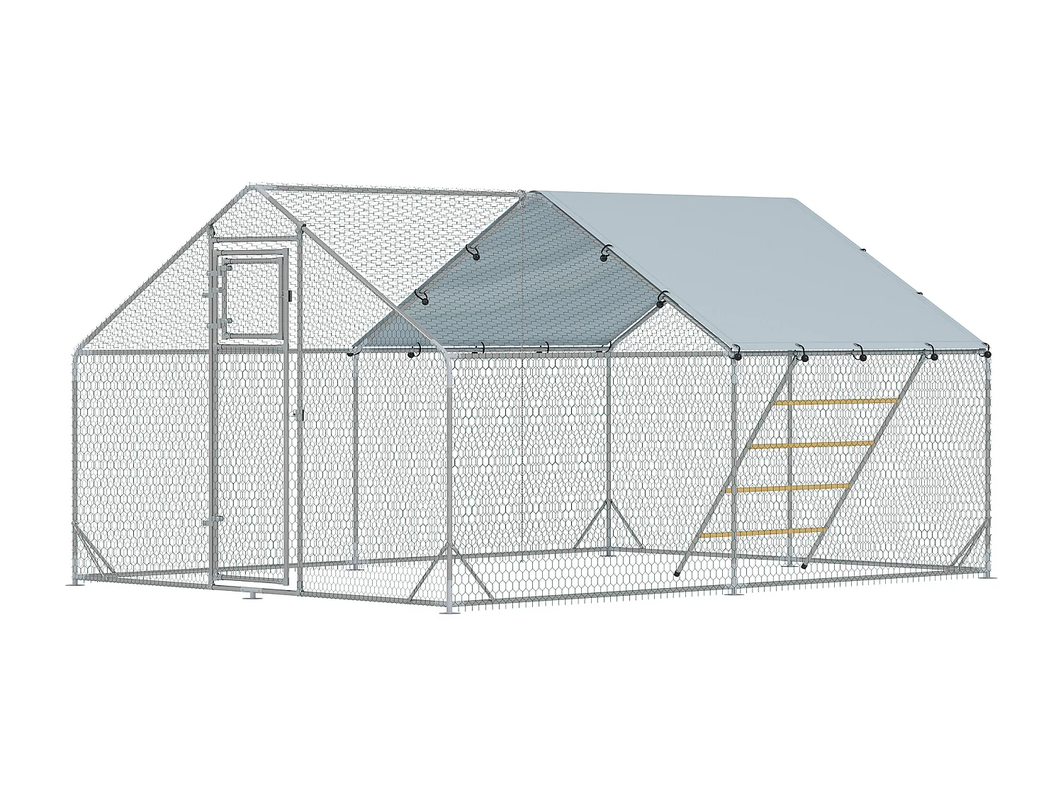 Pollaio da 12m² per 12-18 galline, tetto, mangiatoia e posatoio, 3x4x1.9m