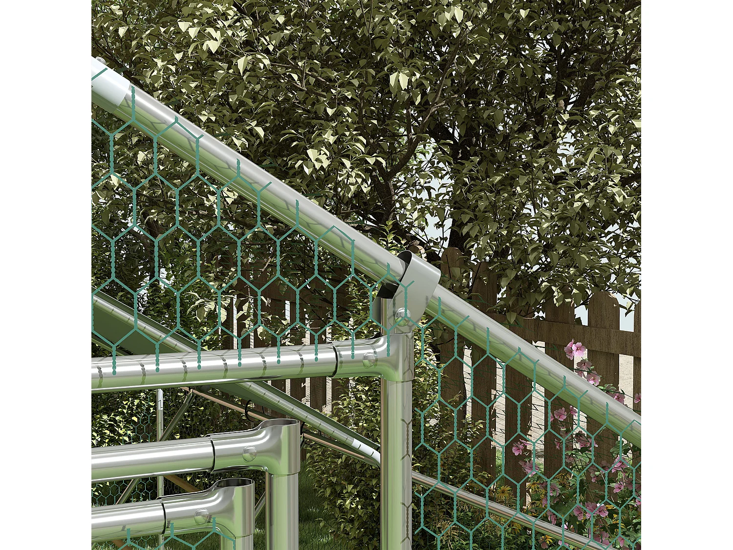 Pollaio da 12m² per 12-18 galline, tetto, mangiatoia e posatoio, 3x4x1.9m