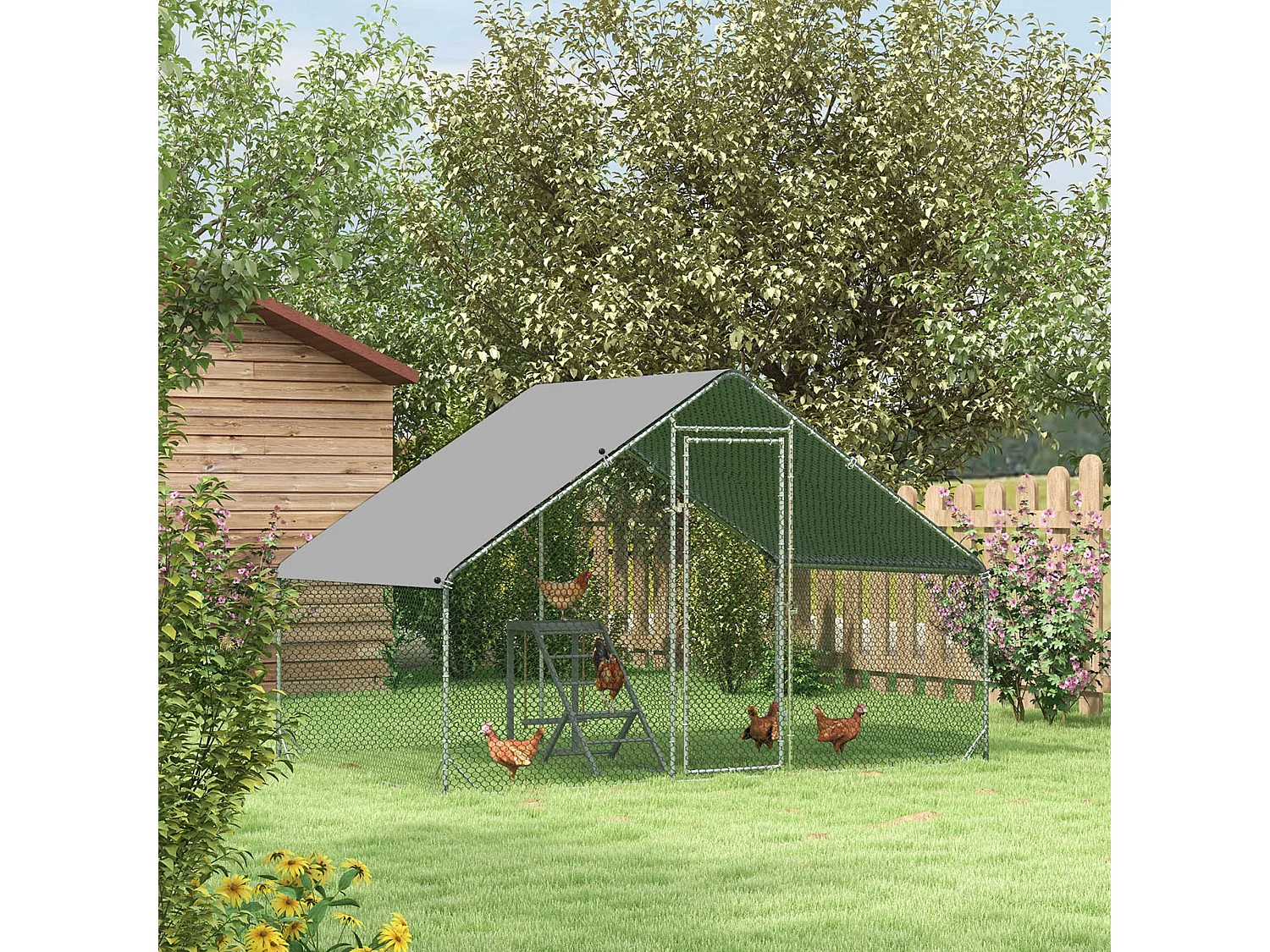 Pollaio per galline da giardino con telaio zincato 3x2x2m impermeabile