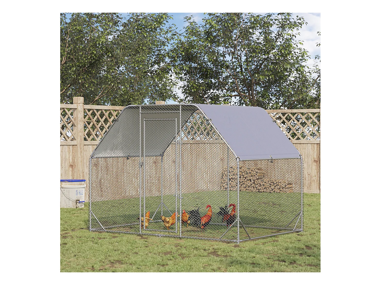 Pollaio da giardino 4-6 polli recinto per galline coperto 280x190x195cm