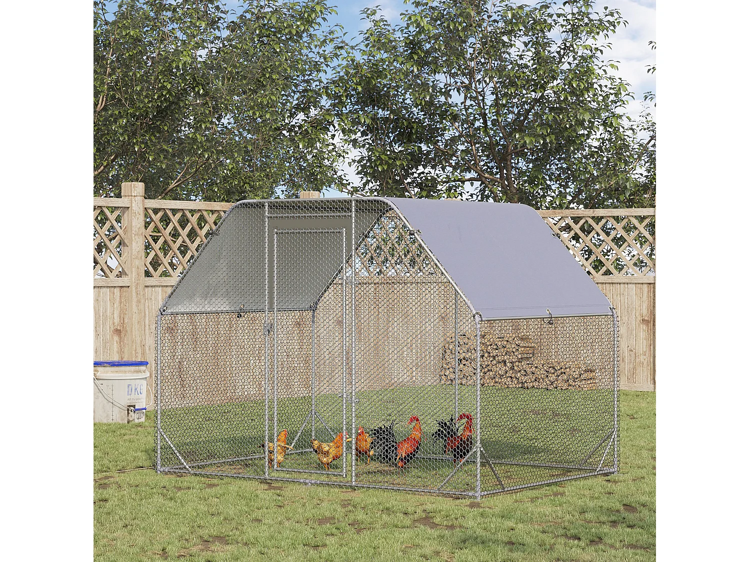 Pollaio da giardino 4-6 polli recinto per galline coperto 280x190x195cm