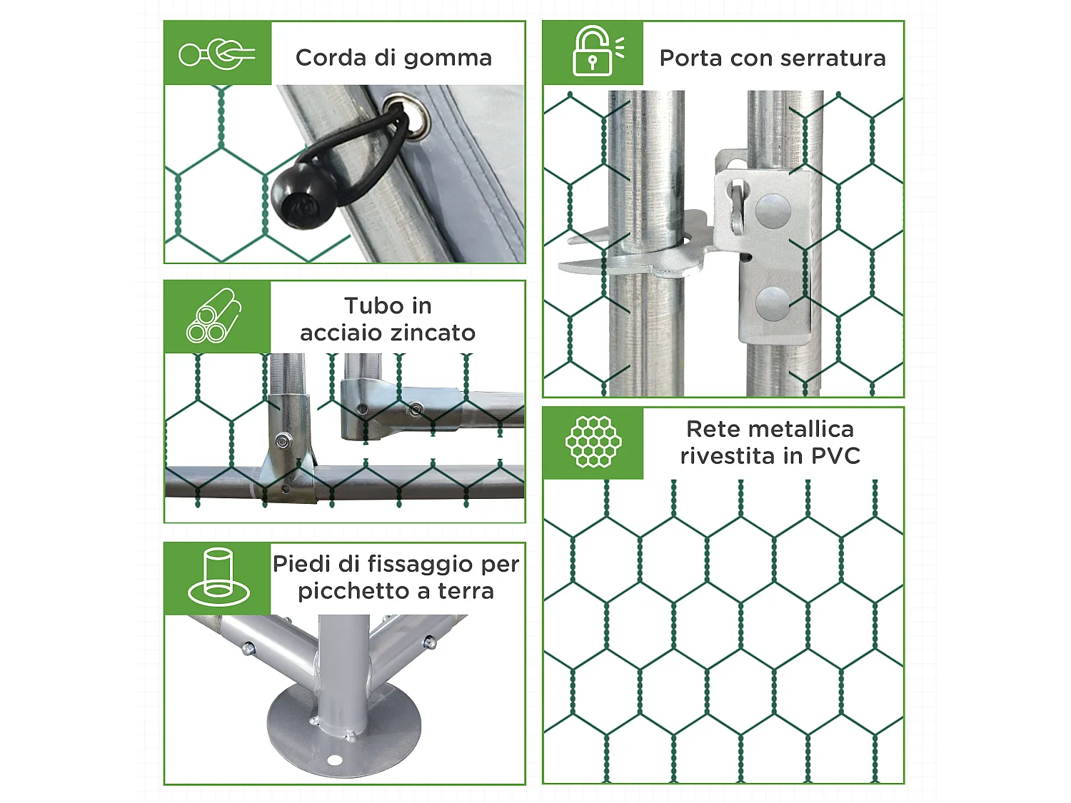 Pollaio da giardino 4-6 polli recinto per galline coperto 280x190x195cm