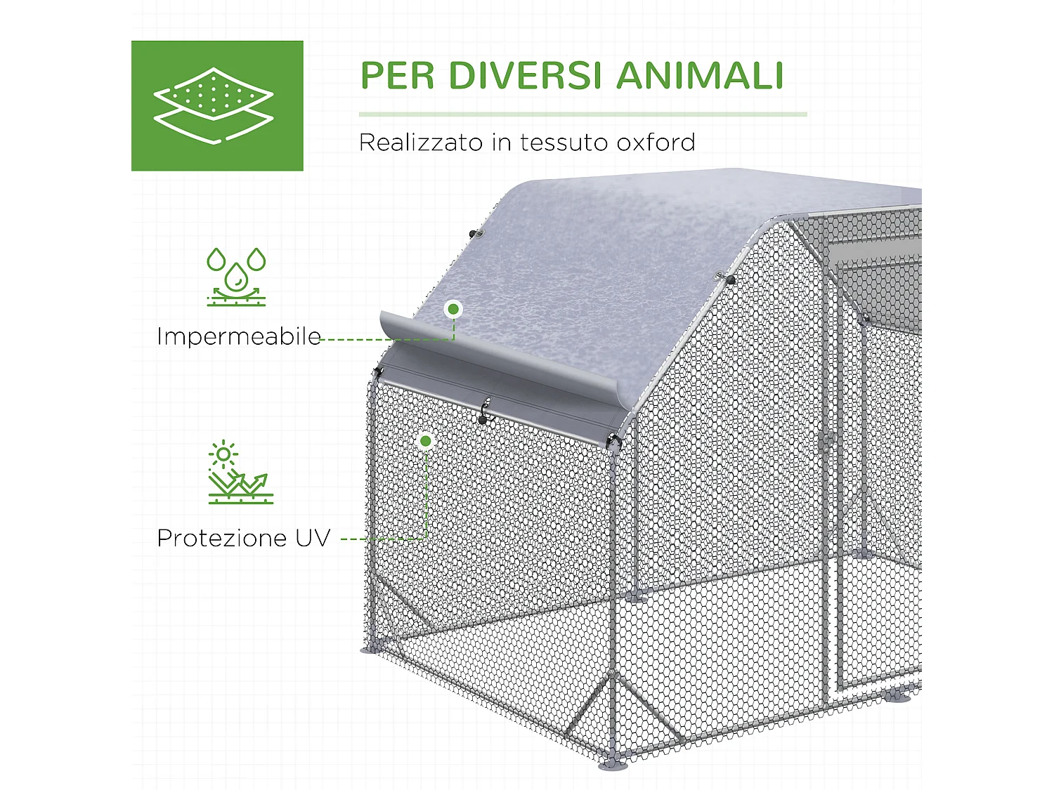 Pollaio da giardino 4-6 polli recinto per galline coperto 280x190x195cm