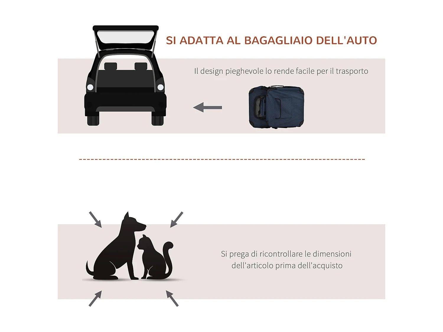 Borsa per cani a 3 ingressi con cuscino e sacche portaoggetti blu scuro