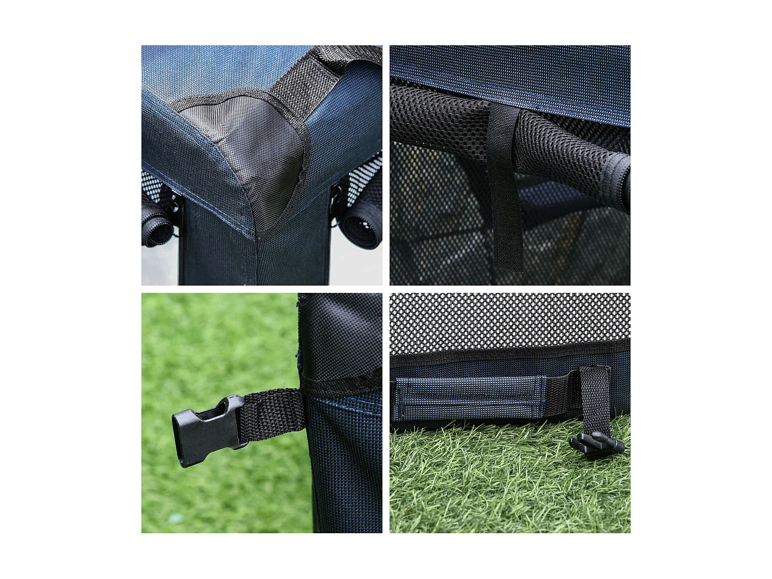 Borsa per cani a 3 ingressi con cuscino e sacche portaoggetti blu scuro