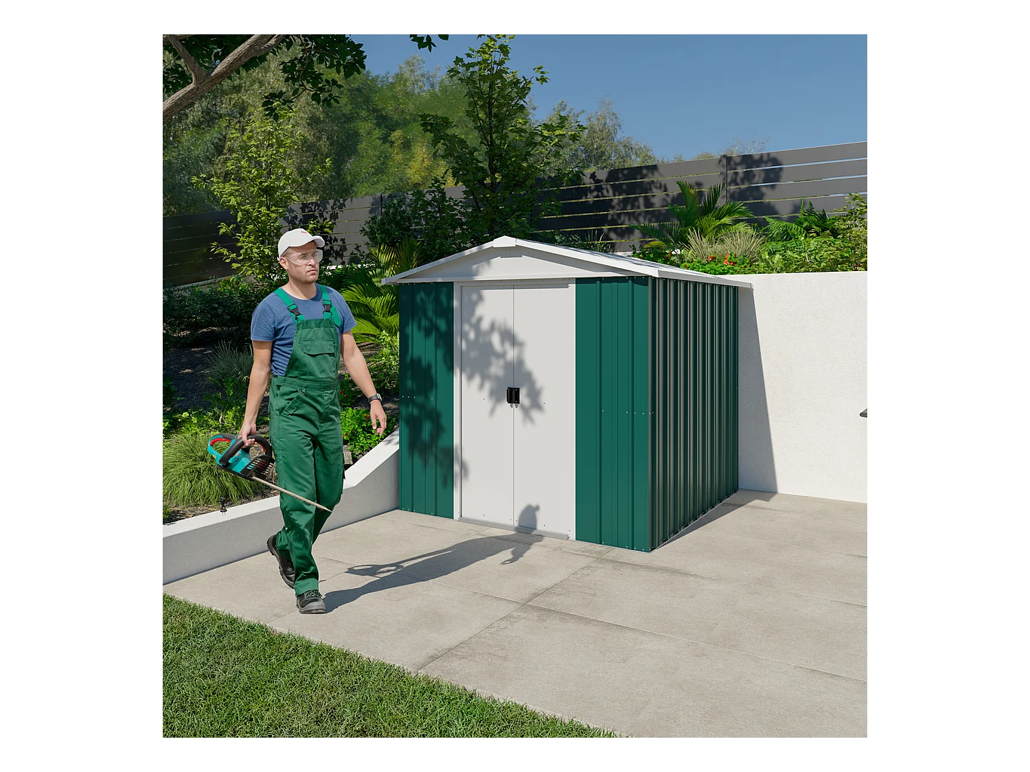 Abri de jardin en métal vert - 4,38 m²