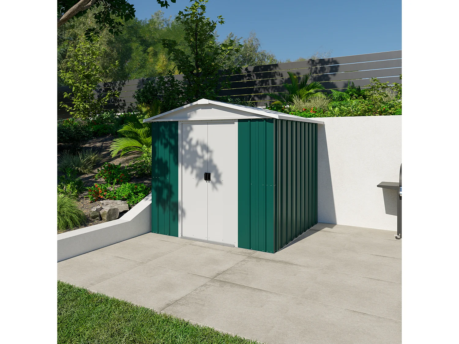 Abri de jardin en métal vert - 4,38 m²