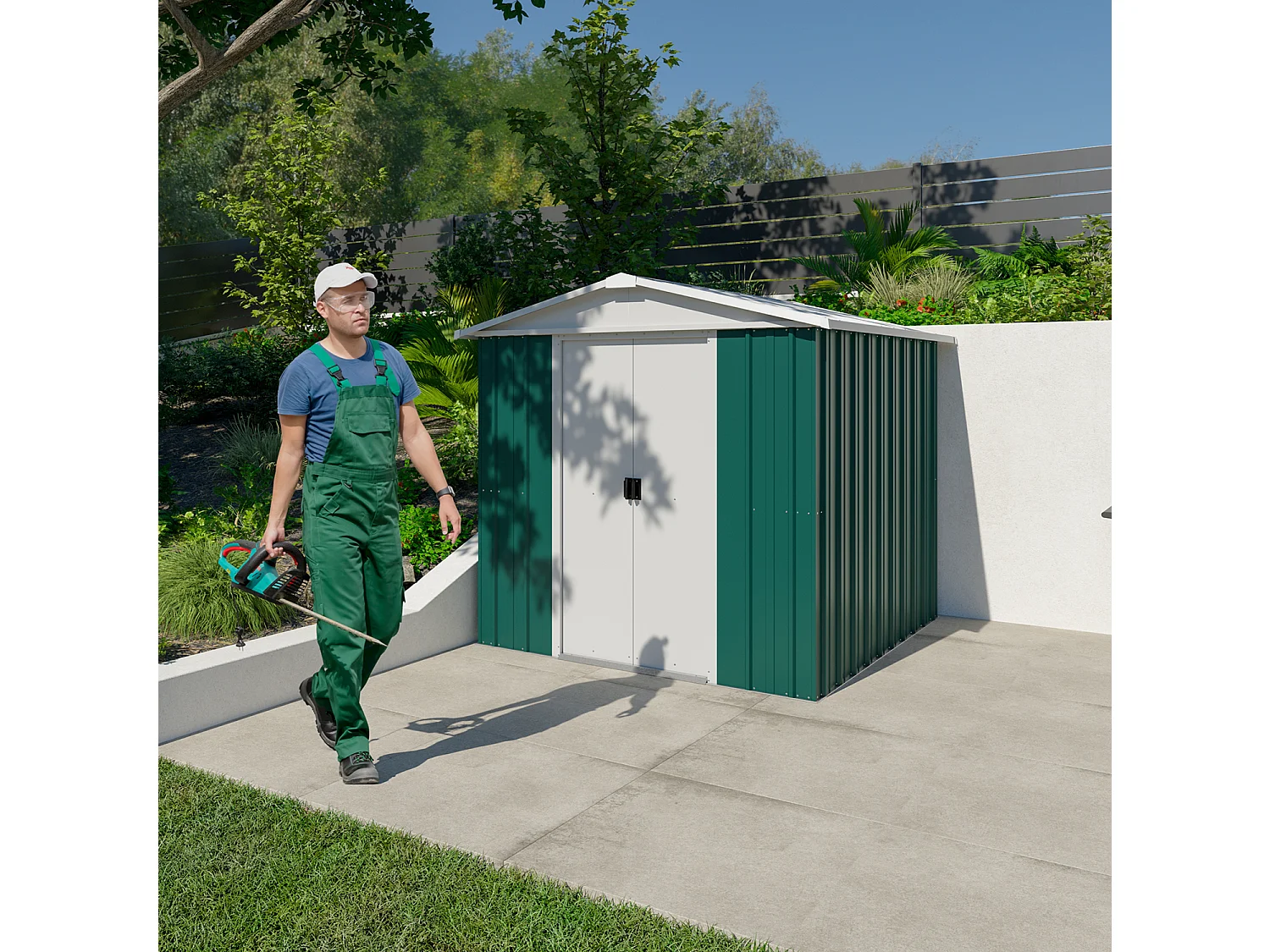 Abri de jardin en métal vert - 4,38 m²