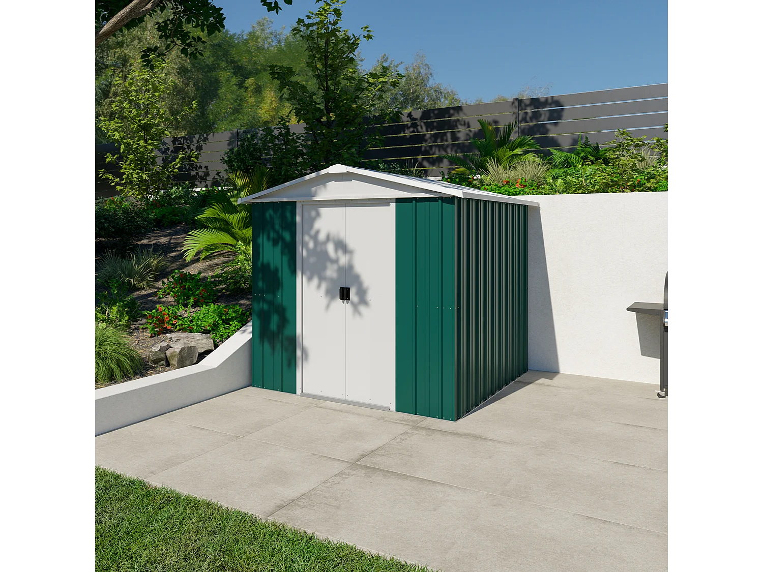 Abri de jardin en métal vert - 4,38 m²