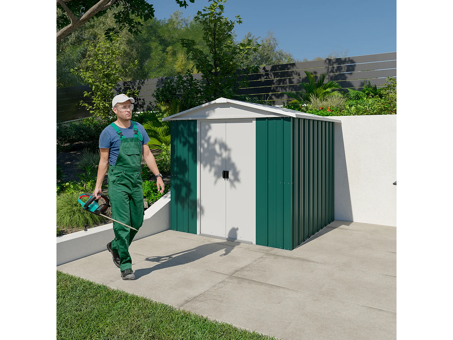 Abri de jardin en métal vert - 4,38 m²