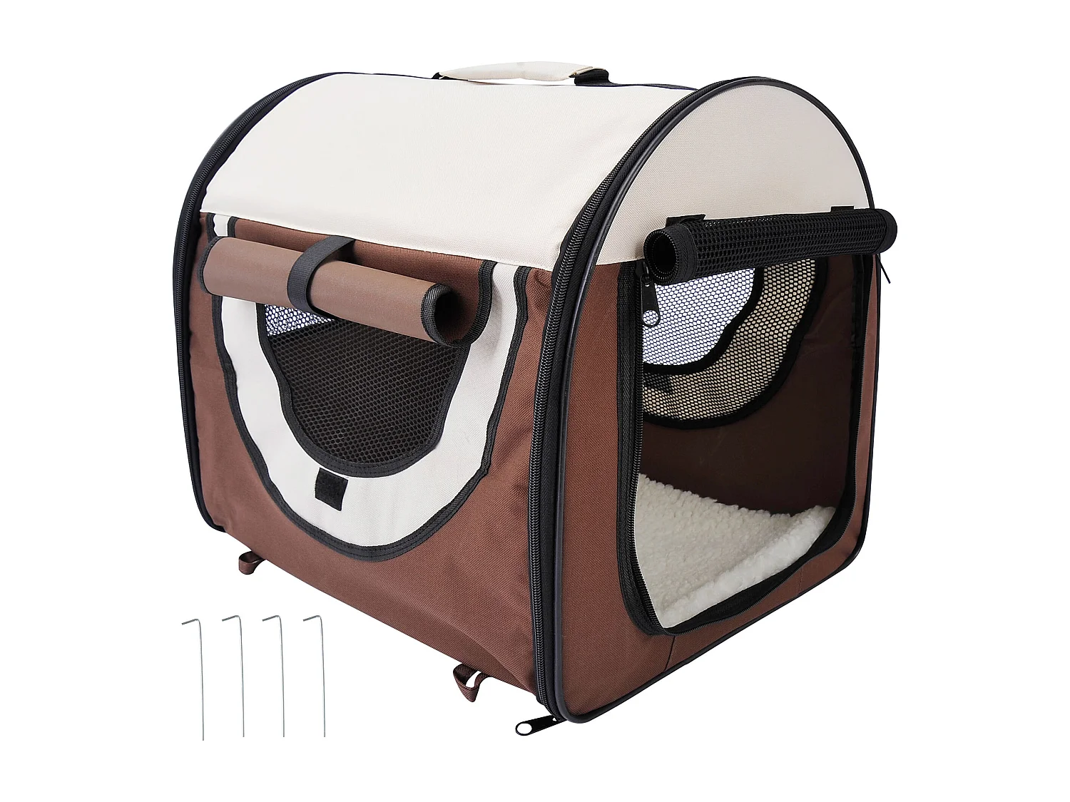 Trasportino per cani e gatti pieghevole e imbottito 61x46x51cm caffè